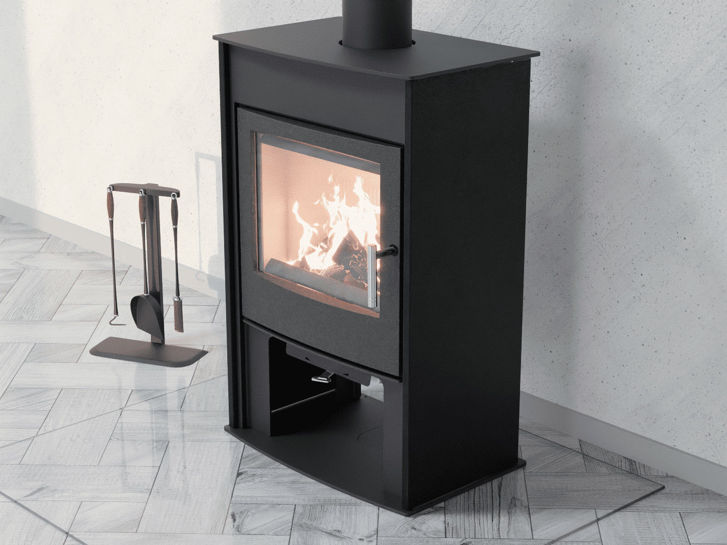 6051_Fireplace stove with heat exchanger_Graphite Black