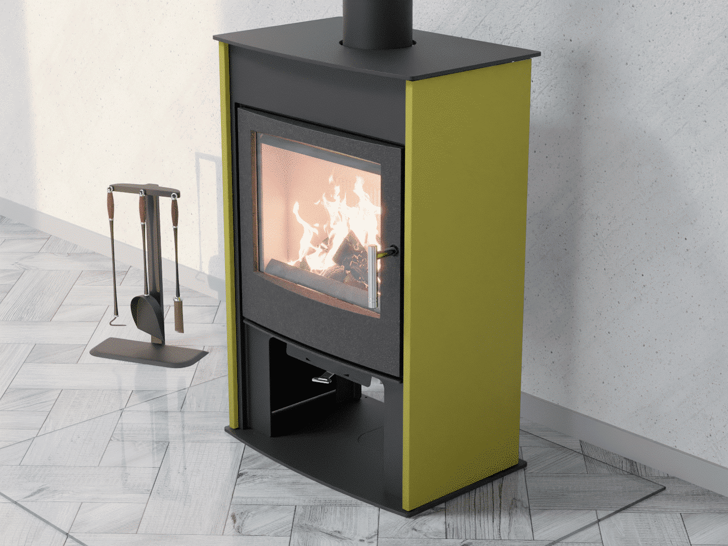 6051_Fireplace stove with heat exchanger_Zinc Yellow