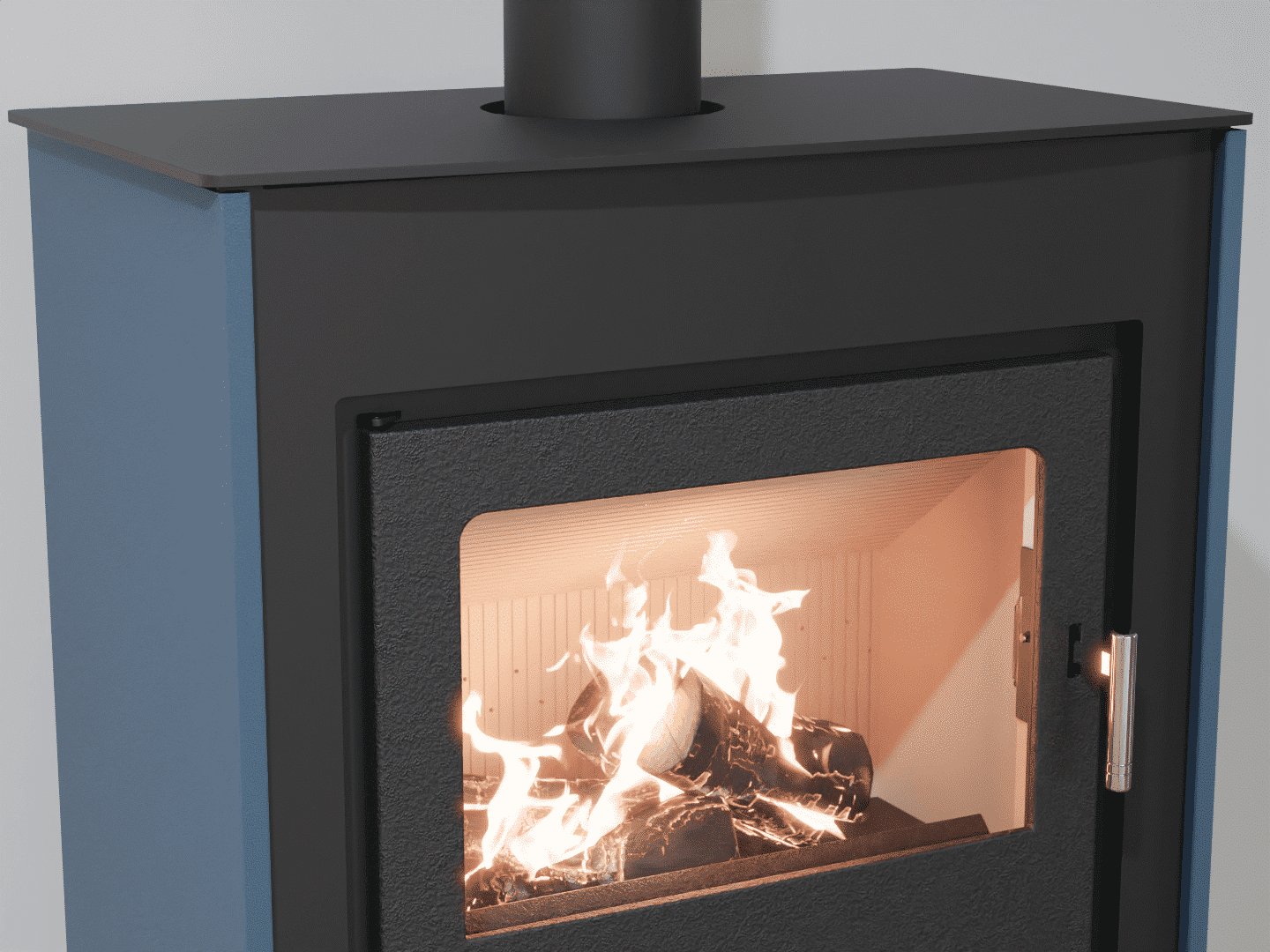 2101_Fireplace stove with heat exchanger_Azure Blue_KamnaSchejbal_Kamna Schejbal_Kamnazvyroby_detail litinové dveře