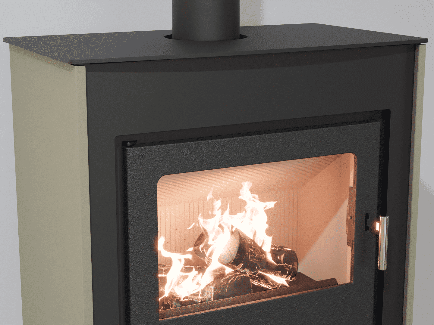2101_Fireplace stove with heat exchanger_Cement Grey_KamnaSchejbal_Kamna Schejbal_Kamnazvyroby_detail litinové dveře