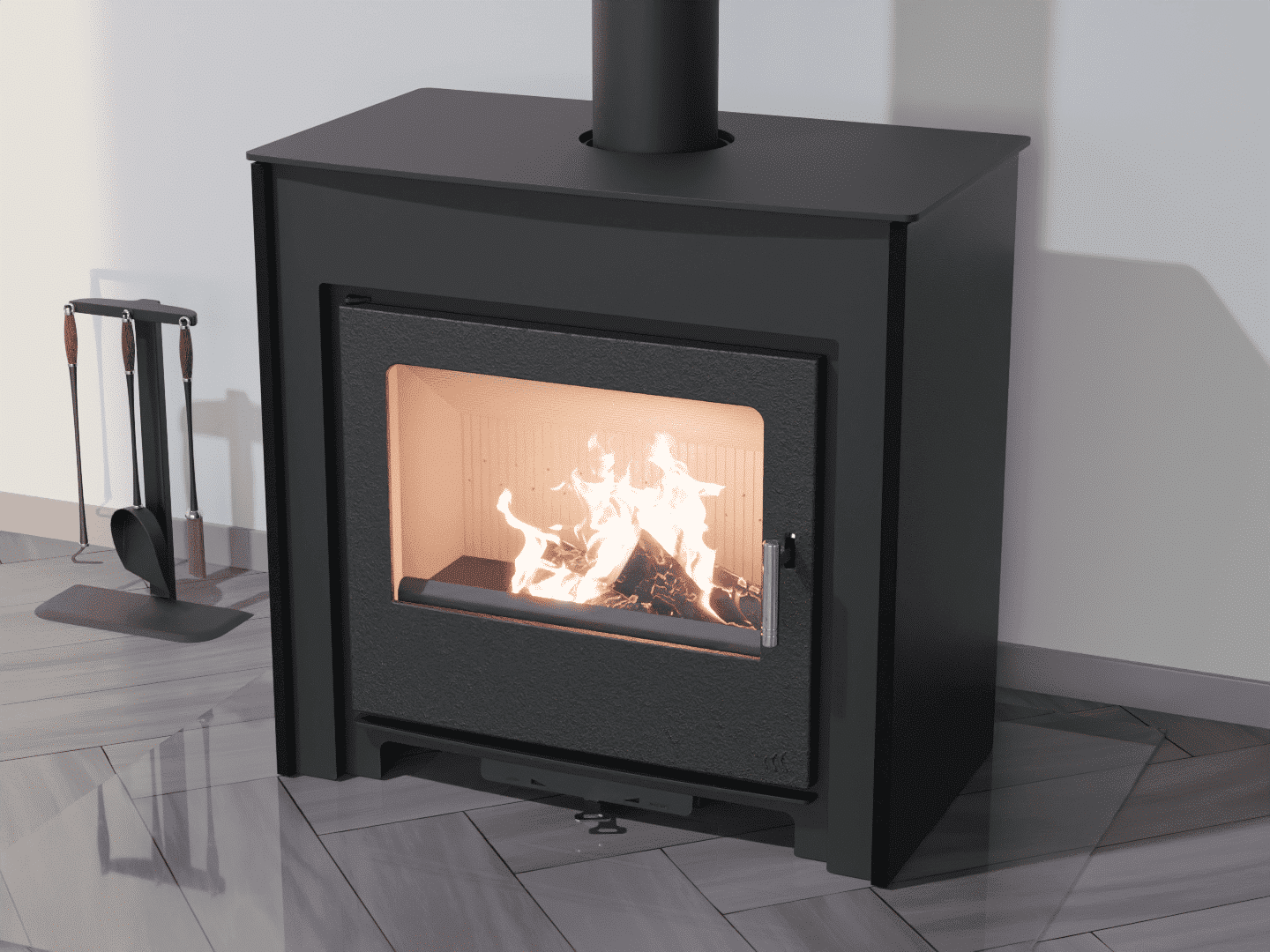 2101_Fireplace stove with heat exchanger_Graphite Black