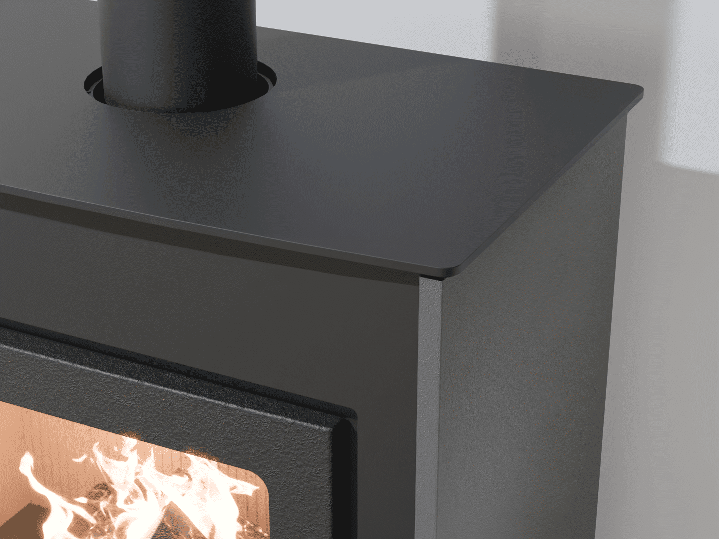 2101_Fireplace stove with heat exchanger_Grey Aluminium_KamnaSchejbal_Kamna Schejbal_Kamnazvyroby_detail pravý bok