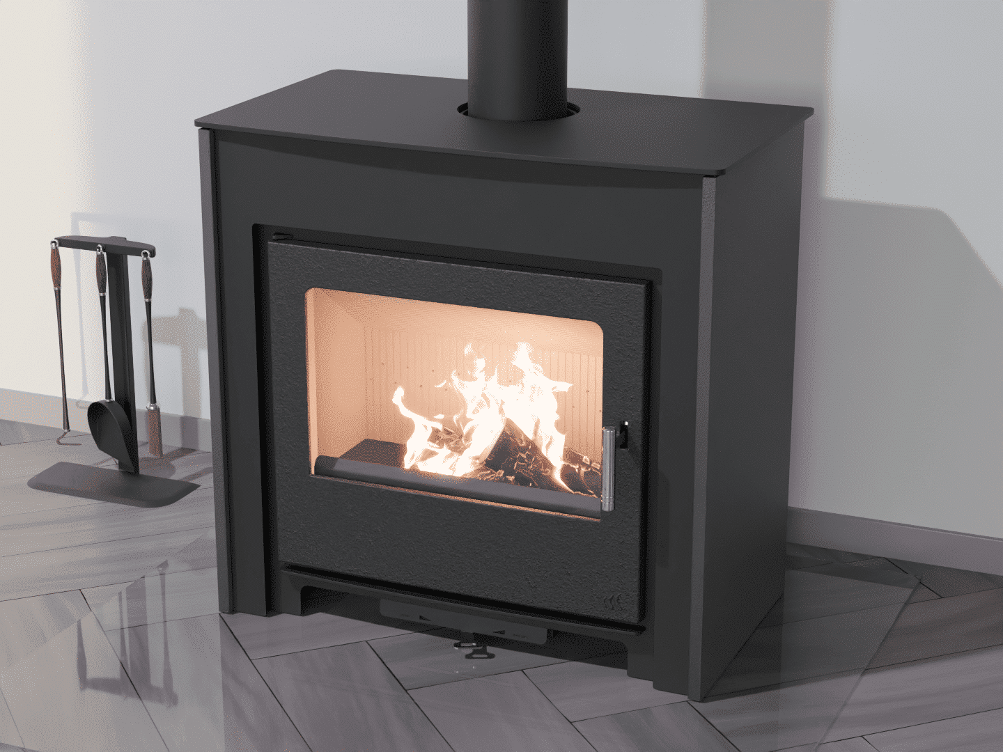 2101_Fireplace stove with heat exchanger_Grey Aluminium