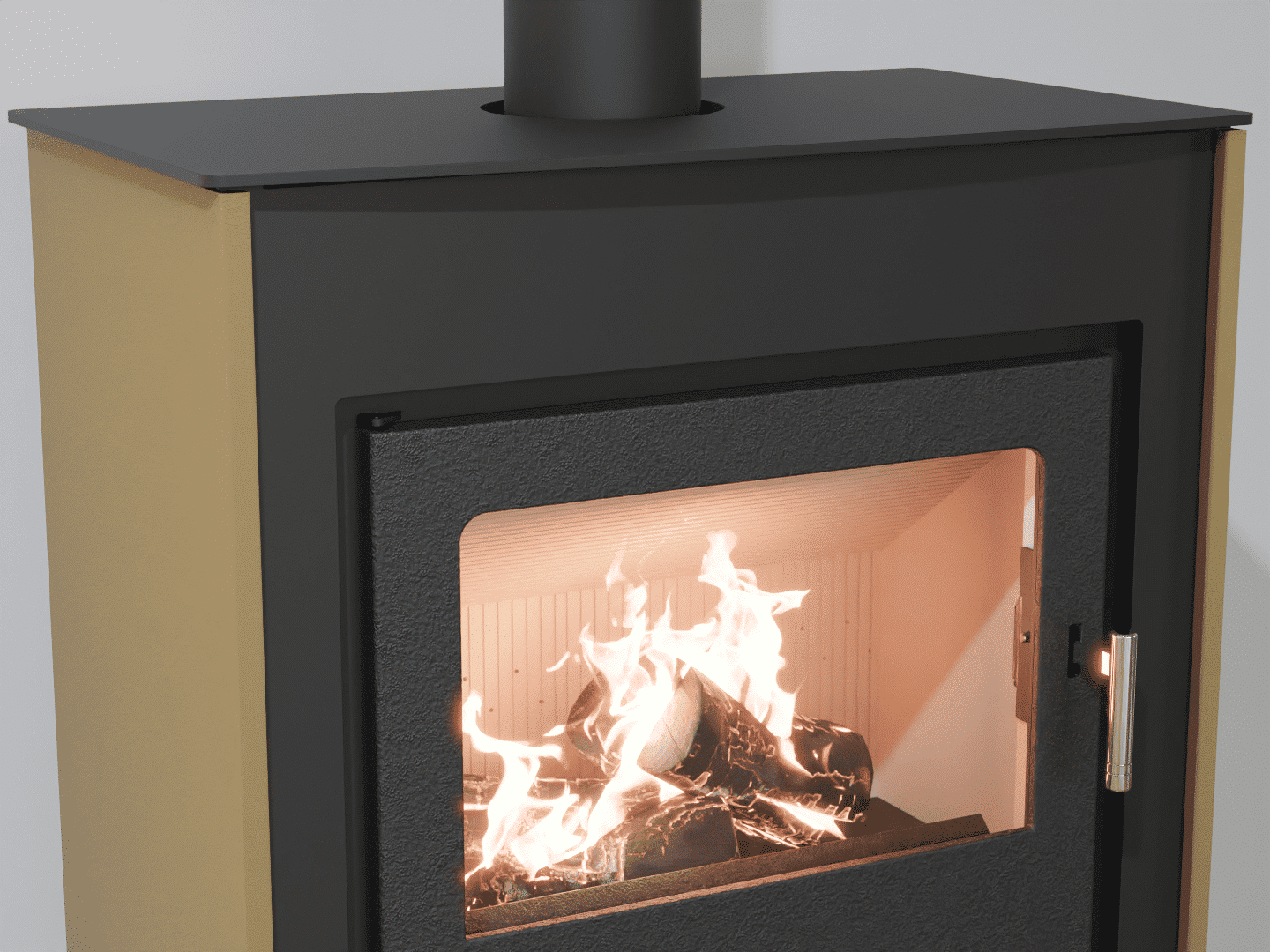 2101_Fireplace stove with heat exchanger_Khaki Grey_KamnaSchejbal_Kamna Schejbal_Kamnazvyroby_detail litinové dveře