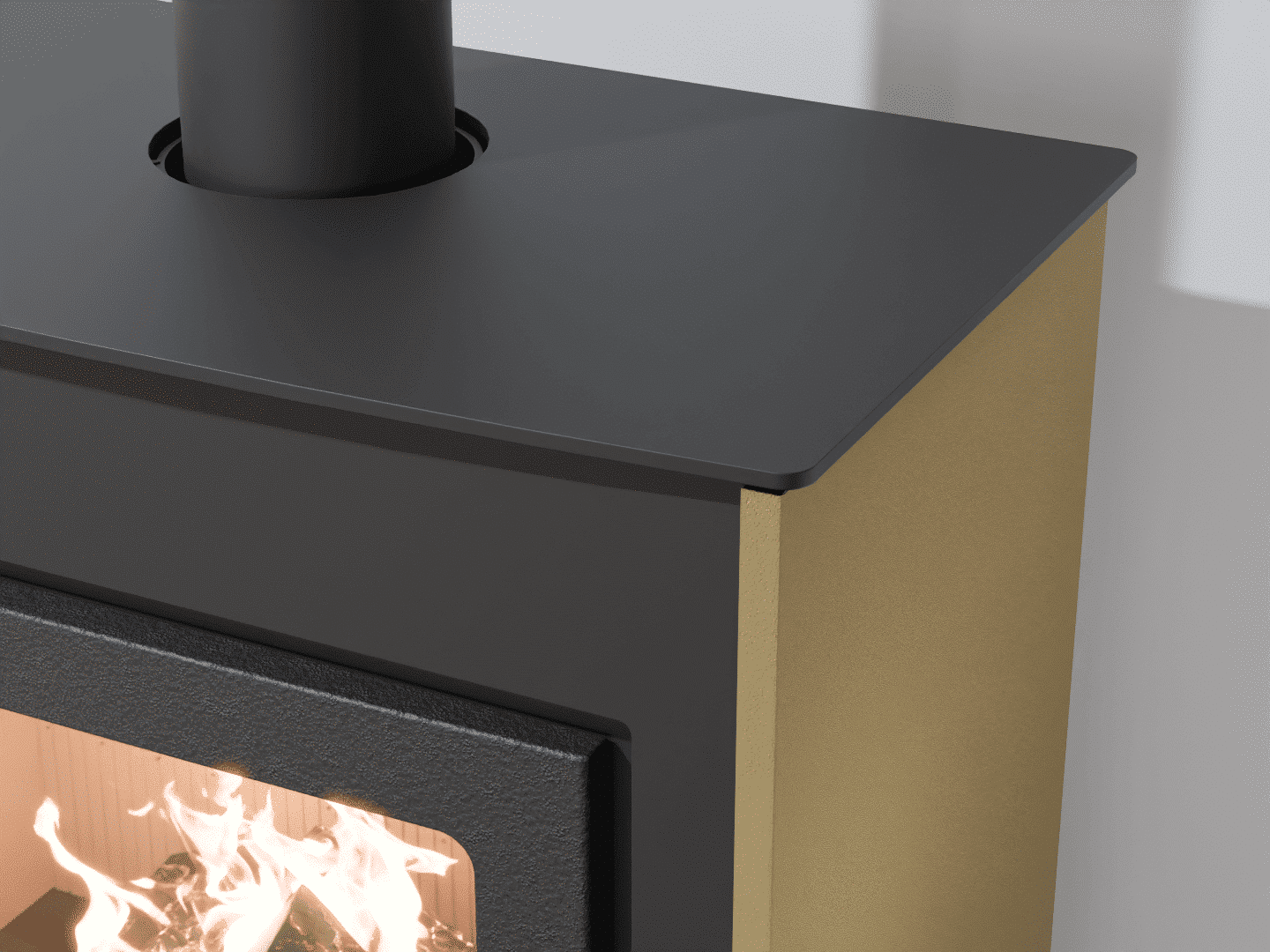 2101_Fireplace stove with heat exchanger_Khaki Grey_KamnaSchejbal_Kamna Schejbal_Kamnazvyroby_detail pravý bok
