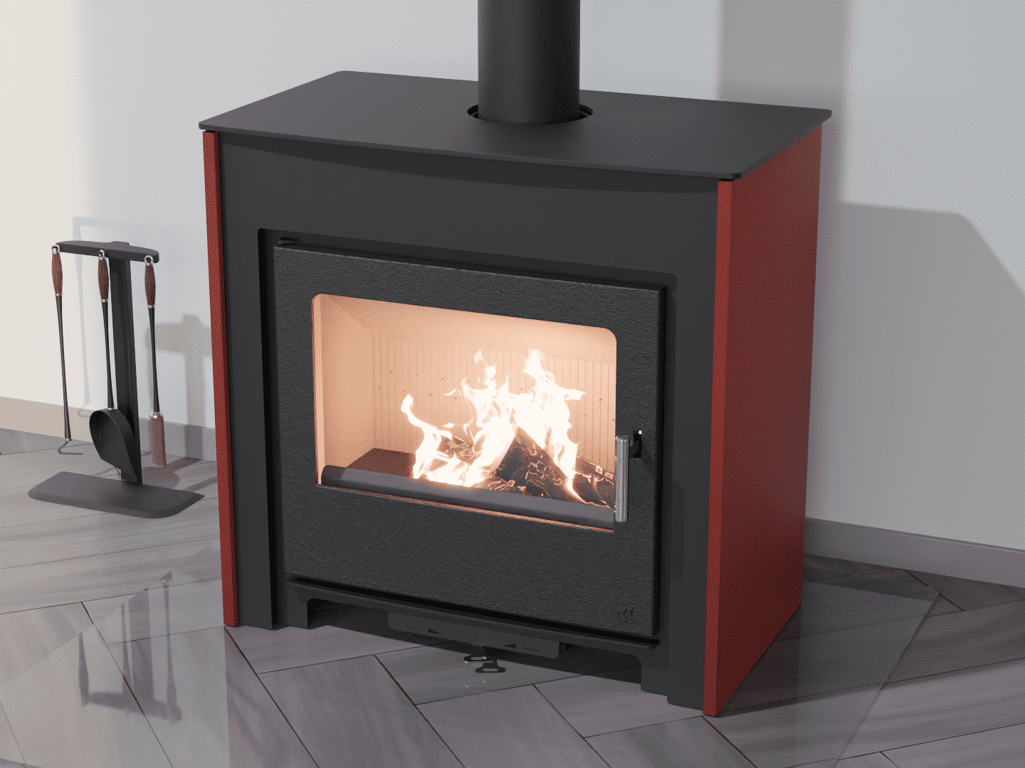 2101_Fireplace stove with heat exchanger_Oxide Red