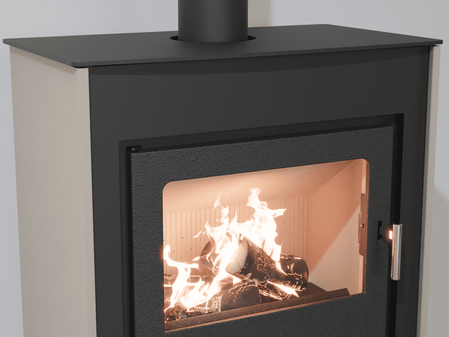 2101_Fireplace stove with heat exchanger_Oyster White_KamnaSchejbal_Kamna Schejbal_Kamnazvyroby_detail litinové dveře