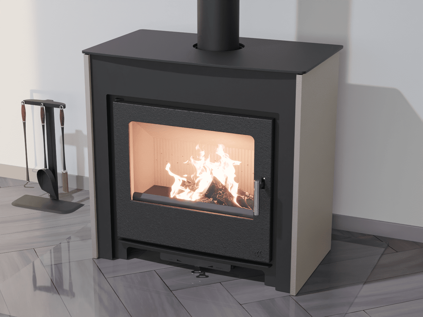 2101_Fireplace stove with heat exchanger_Oyster White