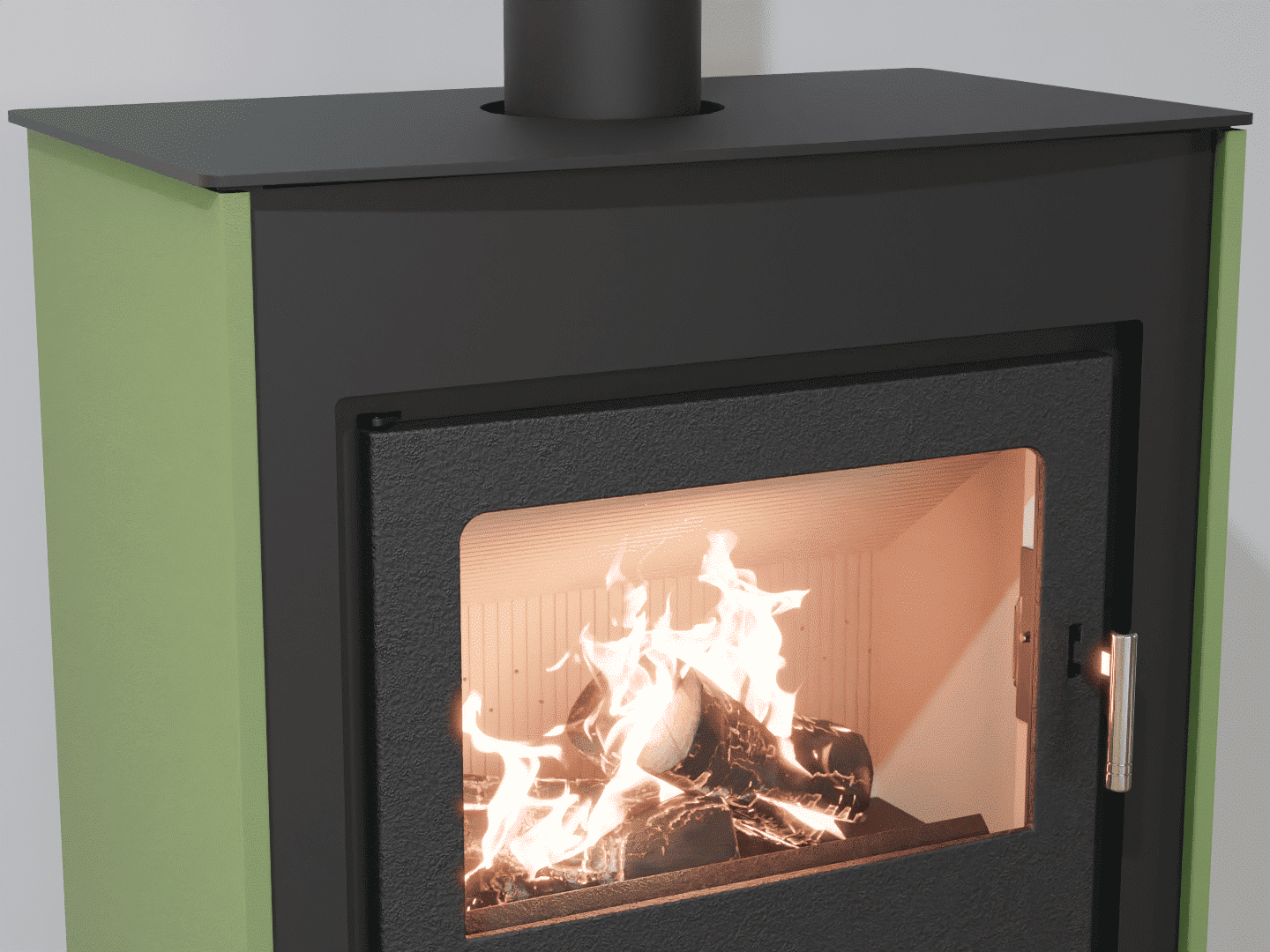 2101_Fireplace stove with heat exchanger_Reseda Green_KamnaSchejbal_Kamna Schejbal_Kamnazvyroby_detail litinové dveře
