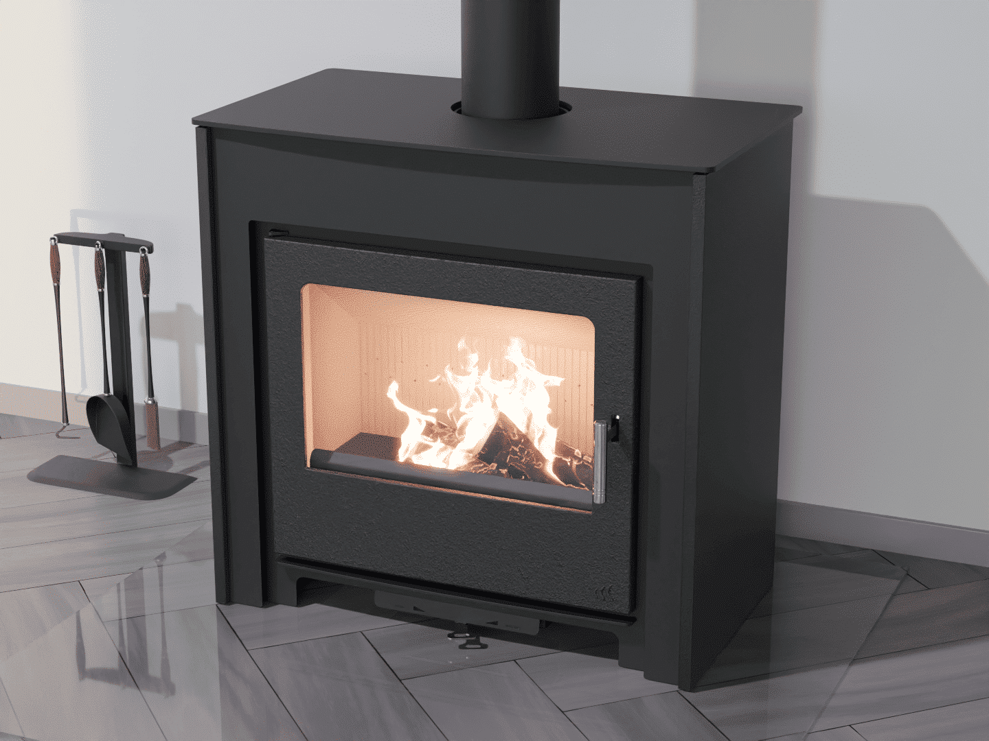 2101_Fireplace stove with heat exchanger_Slate Grey