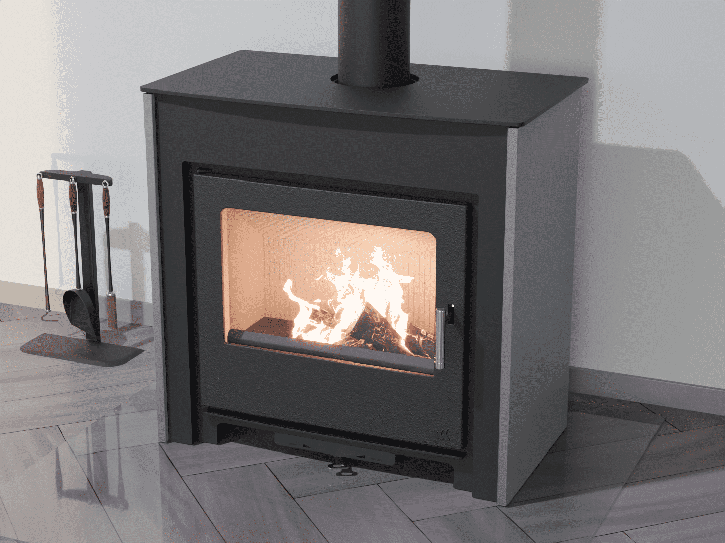 2101_Fireplace stove with heat exchanger_White aluminium