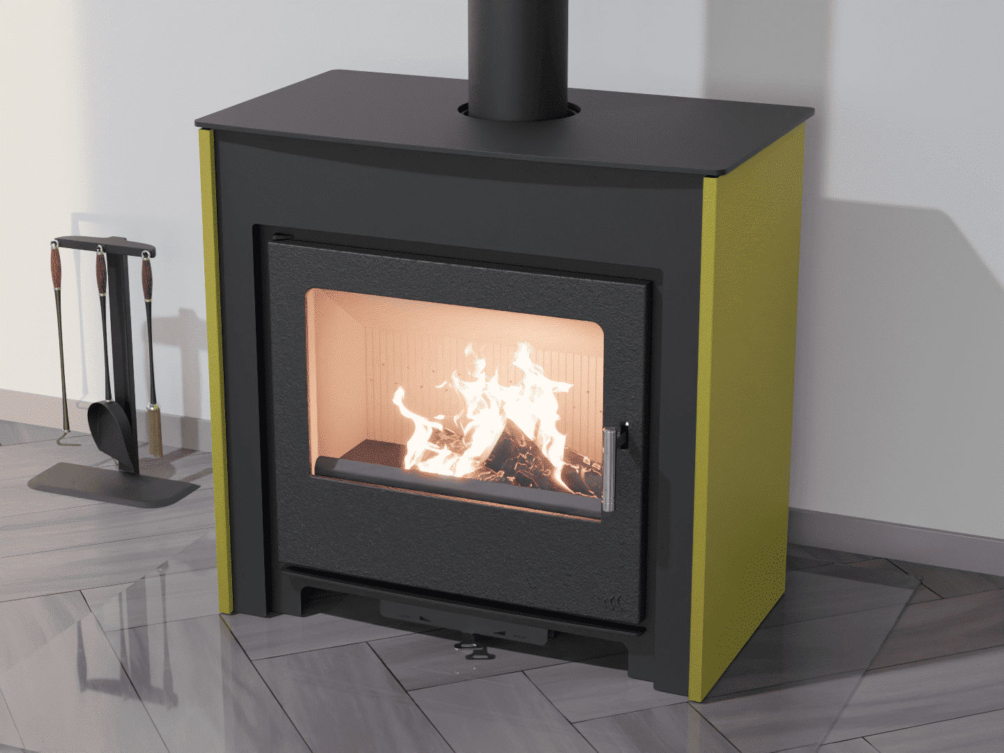 2101_Fireplace stove with heat exchanger_Zinc Yellow