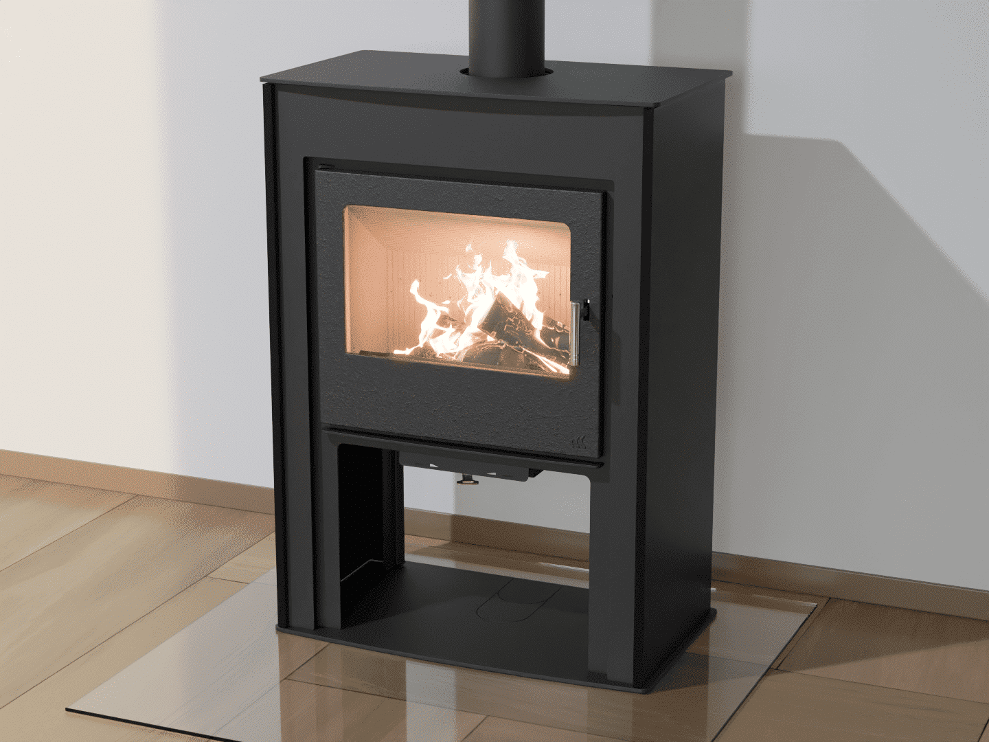 2103_Fireplace stove with heat exchanger_Graphite Black