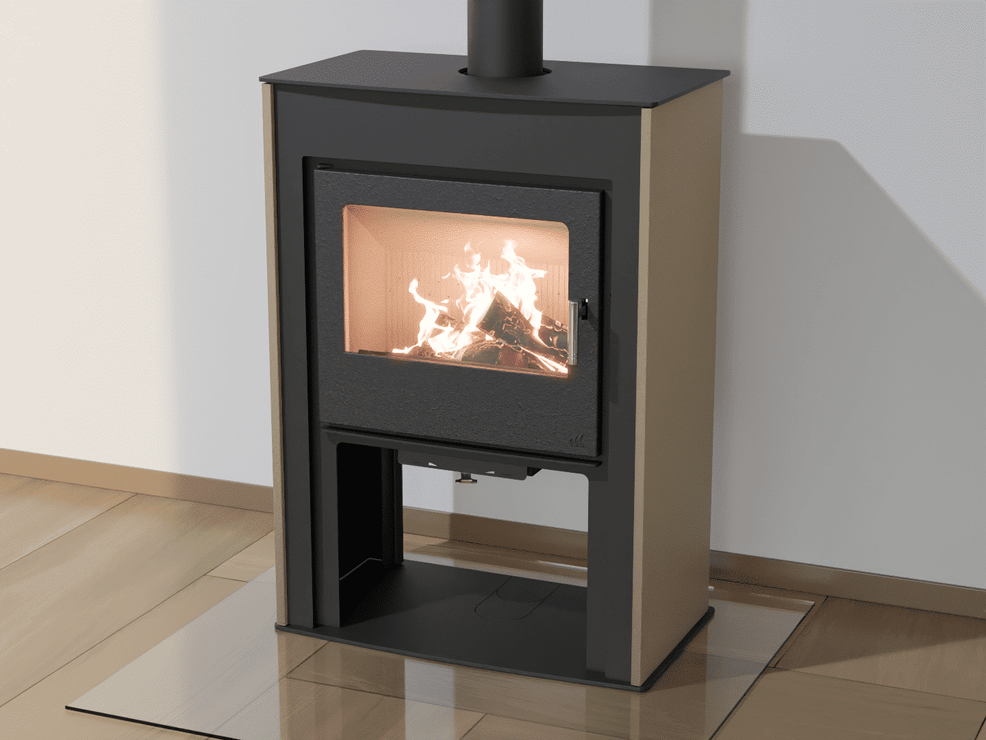 2103_Fireplace stove with heat exchanger_Gray Beige