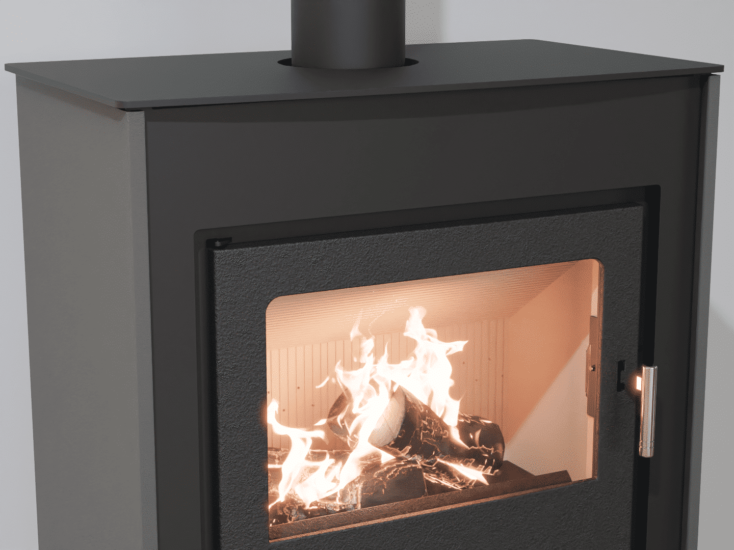 2103_Fireplace stove with heat exchanger_ Grey Aluminium_KamnaSchejbal_Kamna Schejbal_Kamnazvyroby_detail litinové dveře