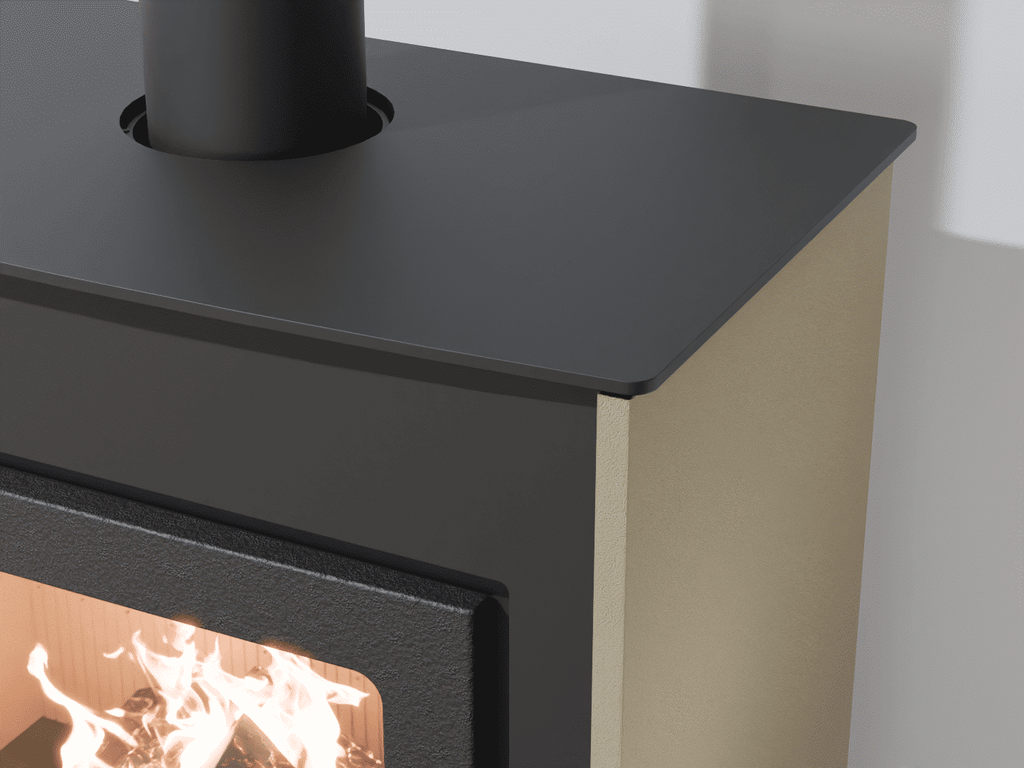 2103_Fireplace stove with heat exchanger_Grey Beige_KamnaSchejbal_Kamna Schejbal_Kamnazvyroby_detail pravý bok
