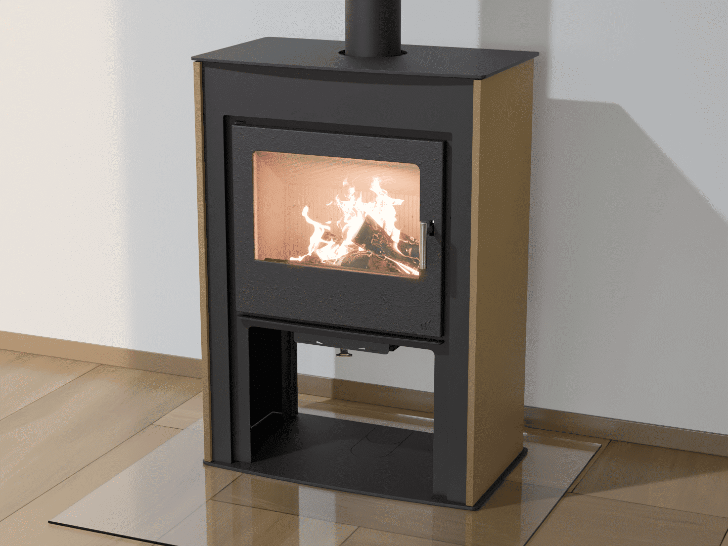 2103_Fireplace stove with heat exchanger_Khaki Grey