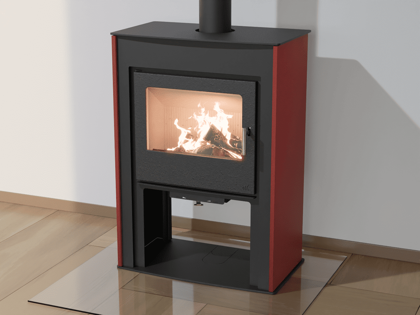 2103_Fireplace stove with heat exchanger_Oxide Red