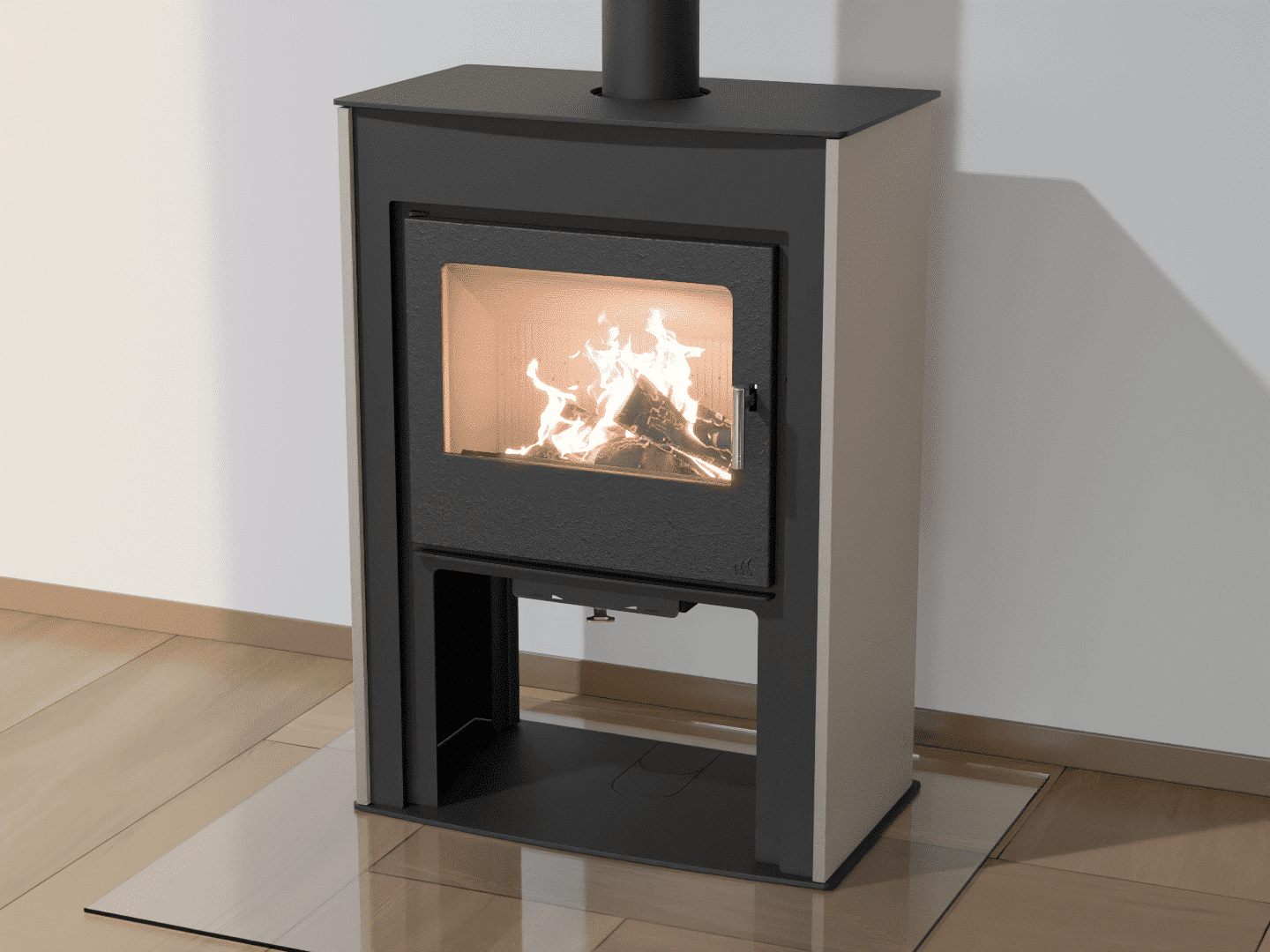 2103_Fireplace stove with heat exchanger_Oyster White