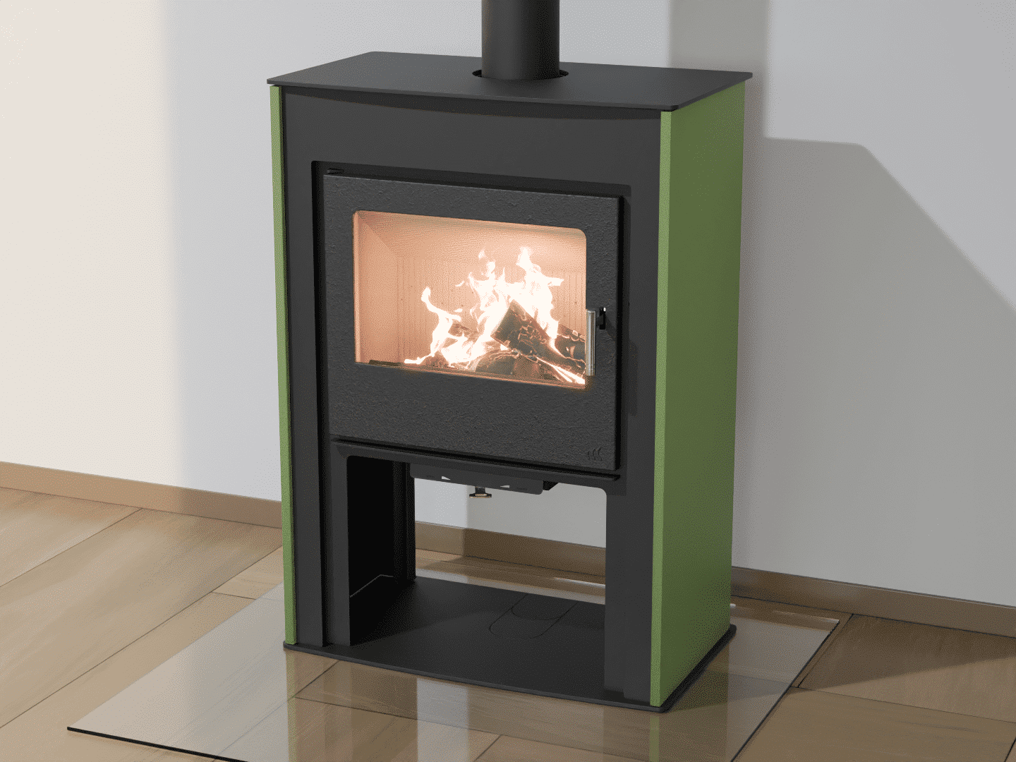 2103_Fireplace stove with heat exchanger_Reseda Green