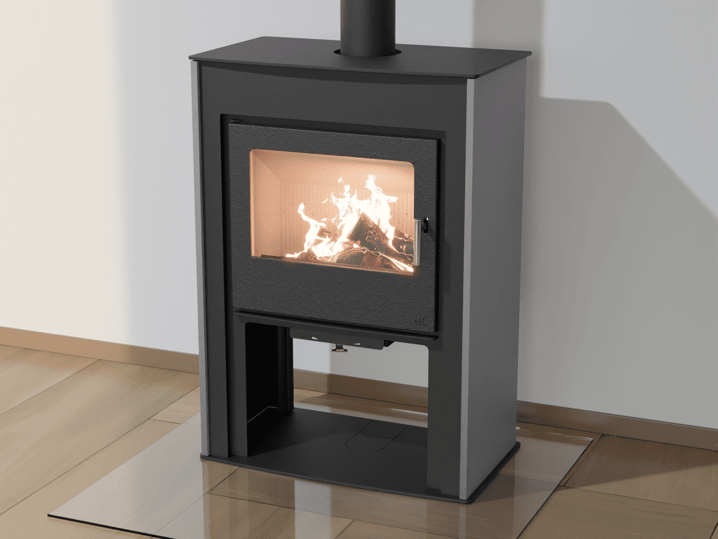 2103_Fireplace stove with heat exchanger_White Aluminium