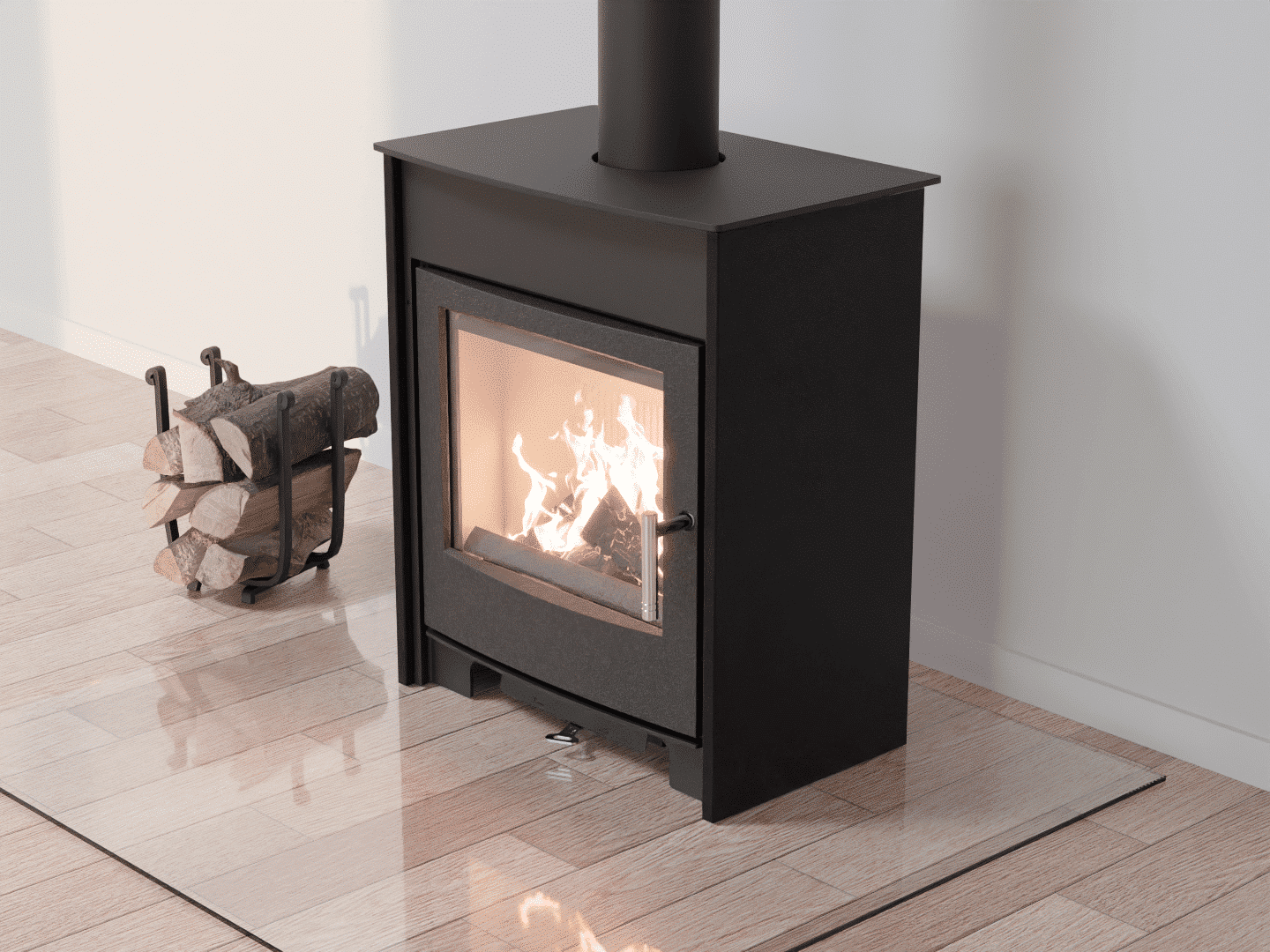 4051_Fireplace stove with heat exchanger_Graphite Black