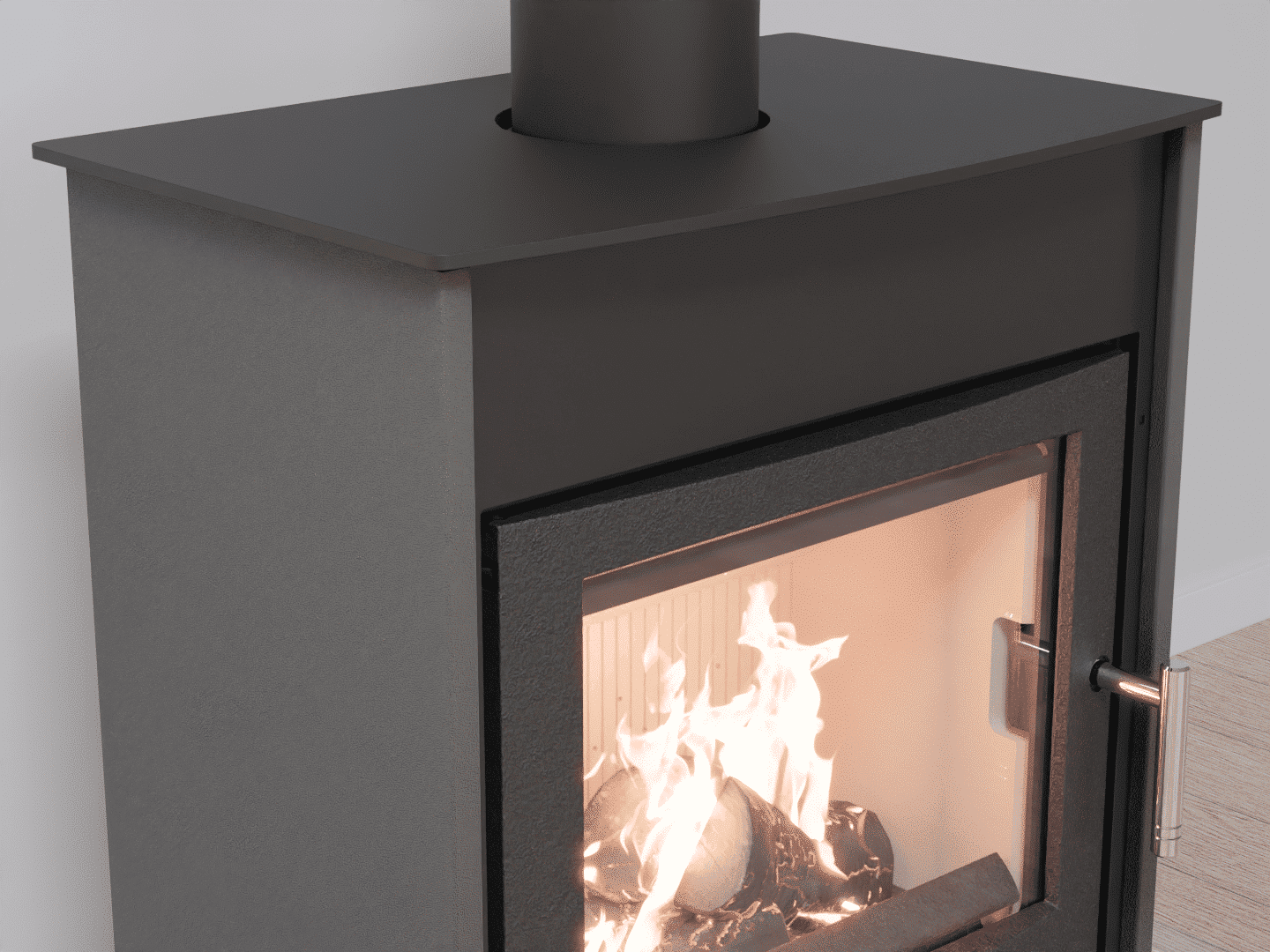 4051_Fireplace stove with heat exchanger_ Grey Aluminium_KamnaSchejbal_Kamna Schejbal_Kamnazvyroby_detail litinové dveře