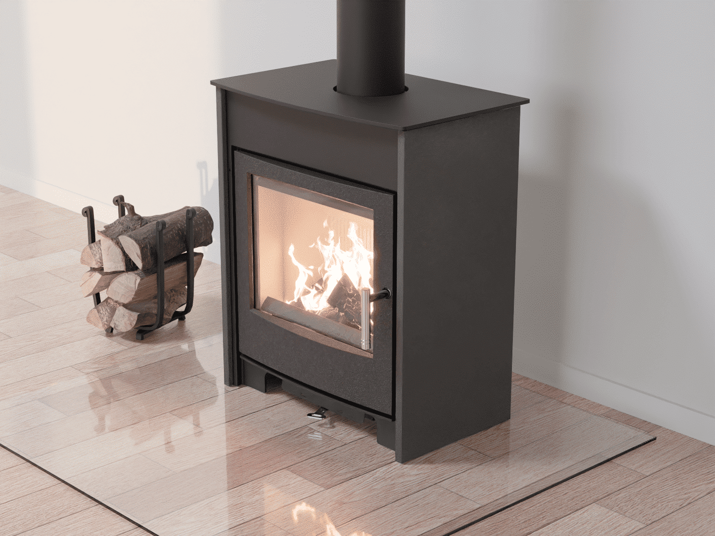4051_Fireplace stove with heat exchanger_Grey Aluminium