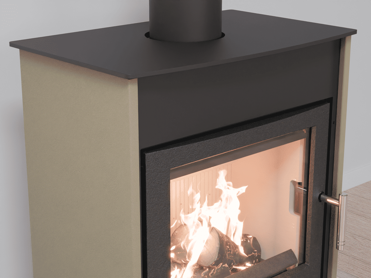 4051_Fireplace stove with heat exchanger_ Grey Beige_KamnaSchejbal_Kamna Schejbal_Kamnazvyroby_detail litinové dveře