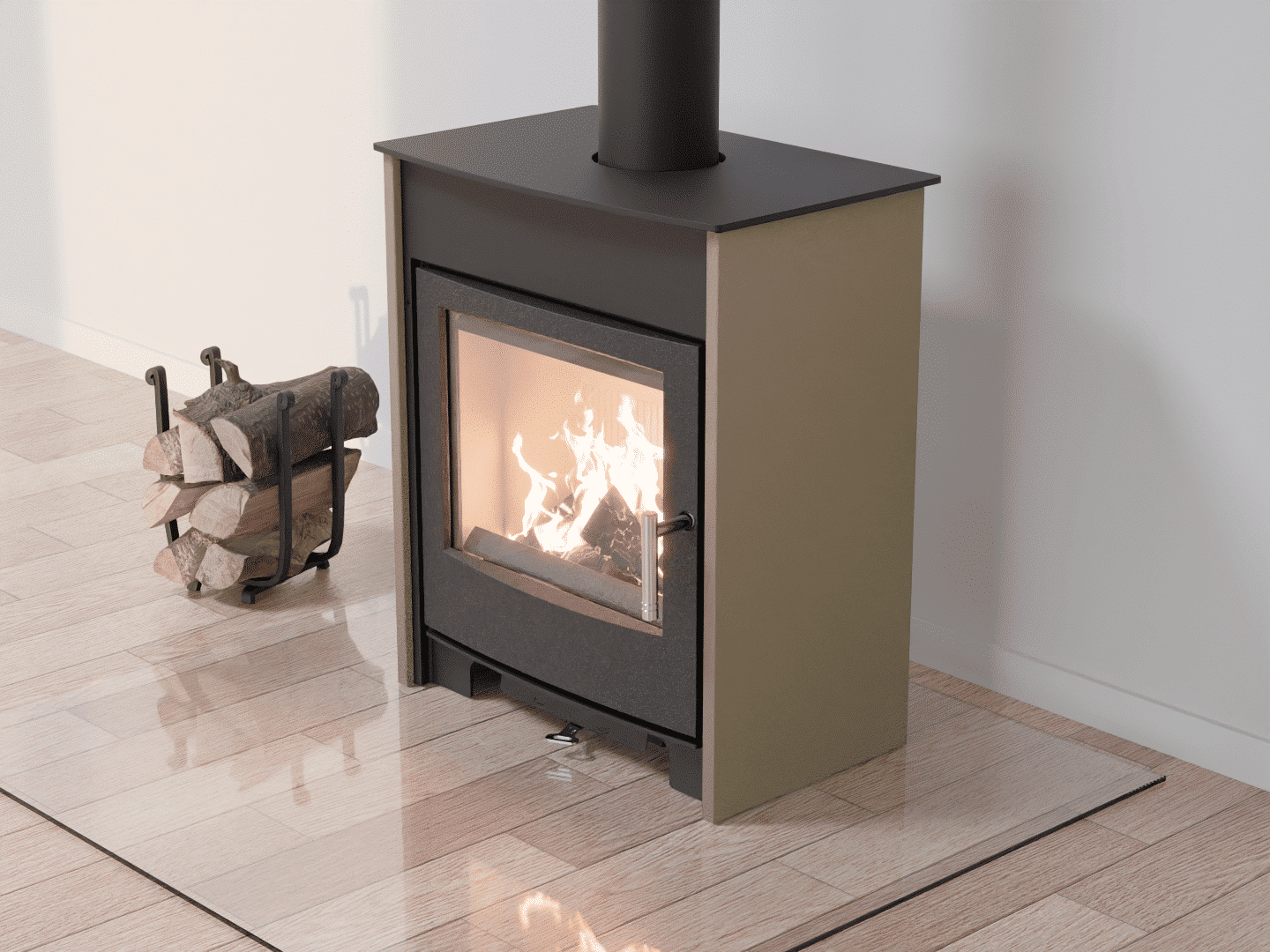 4051_Fireplace stove with heat exchanger_Grey Beige