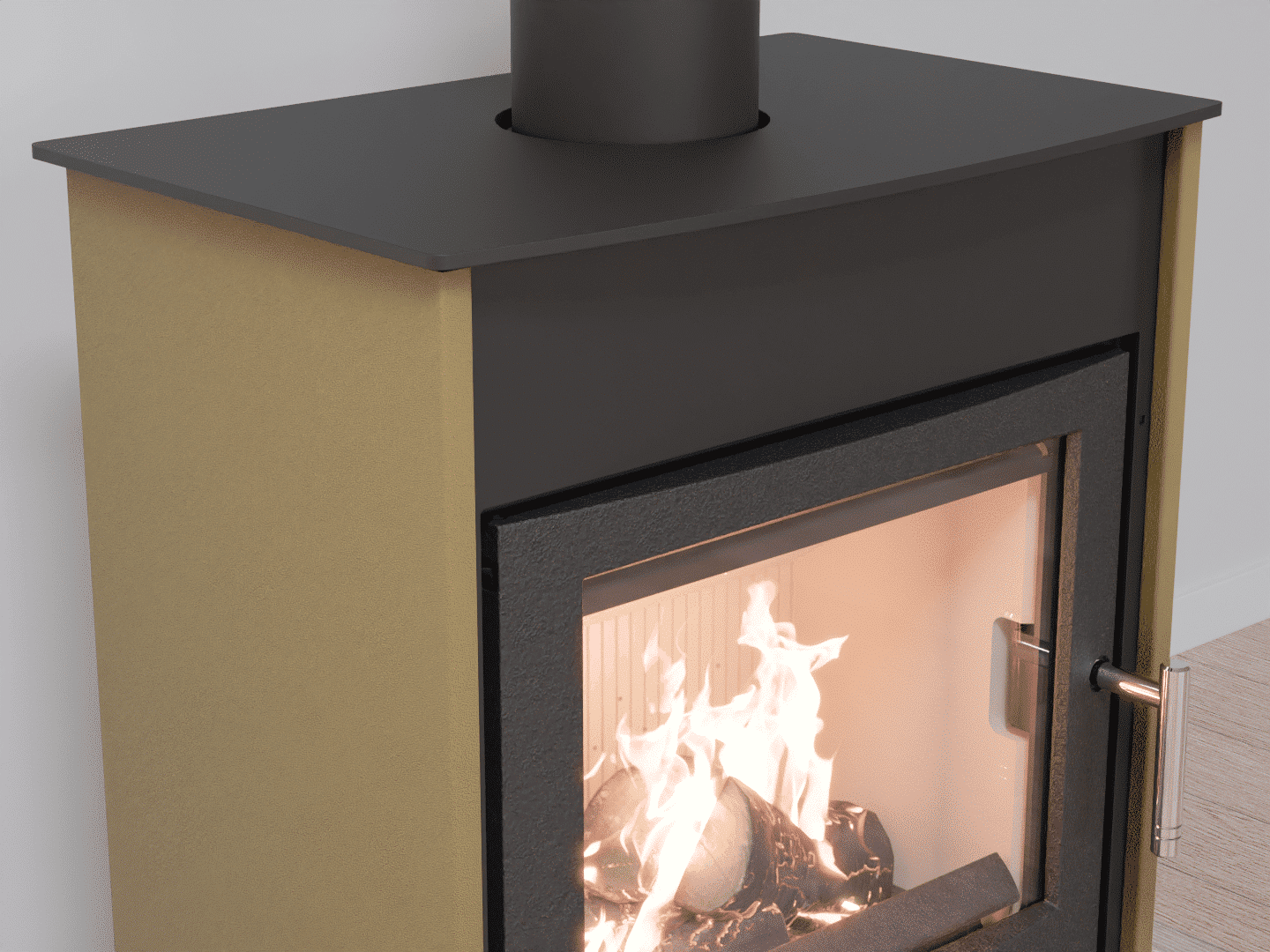 4051_Fireplace stove with heat exchanger_Khaki Grey_KamnaSchejbal_Kamna Schejbal_Kamnazvyroby_detail litinové dveře