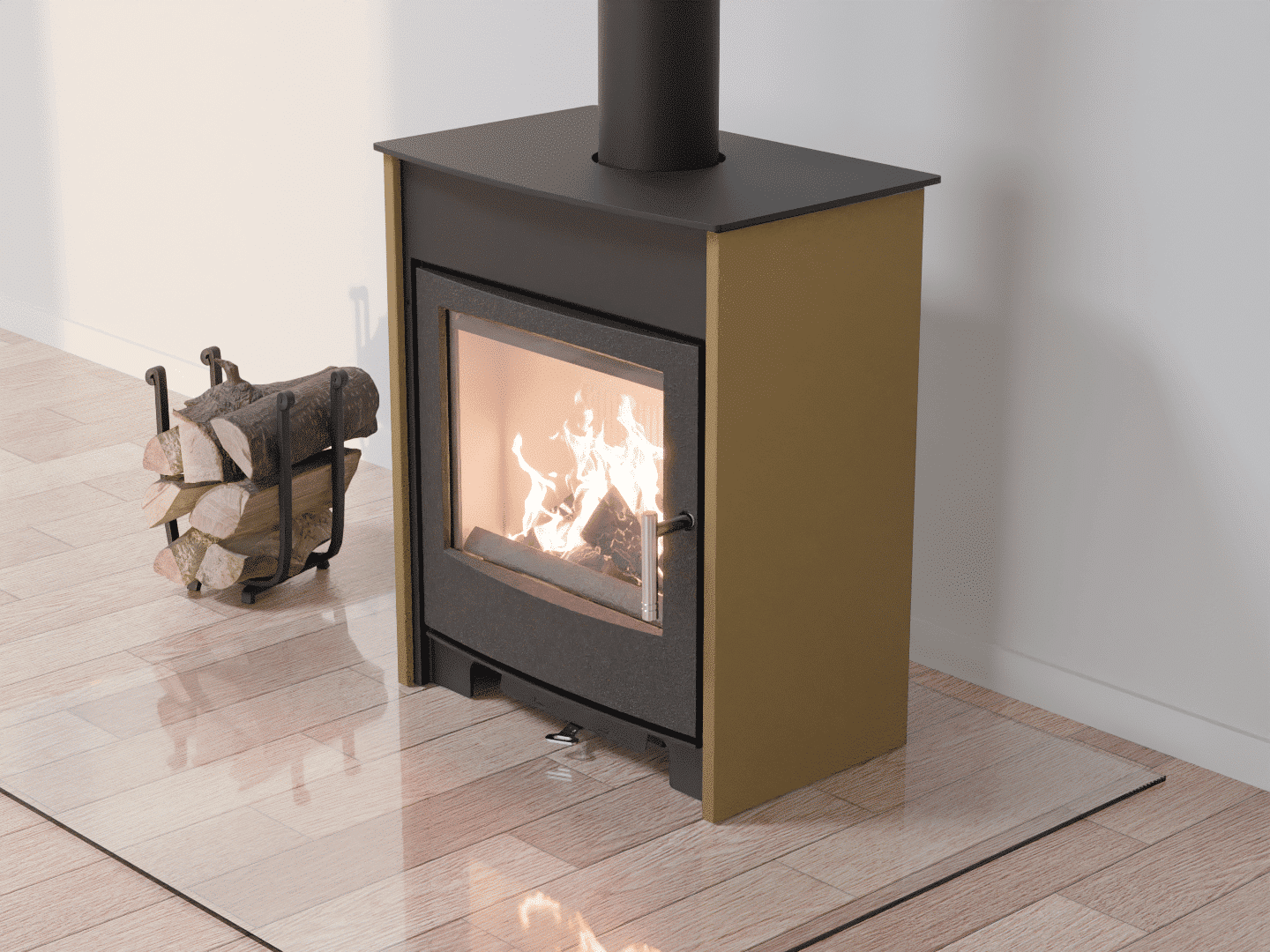 4051_Fireplace stove with heat exchanger_Khaki Grey