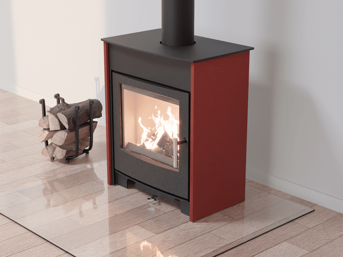 4051_Fireplace stove with heat exchanger_Oxide Red