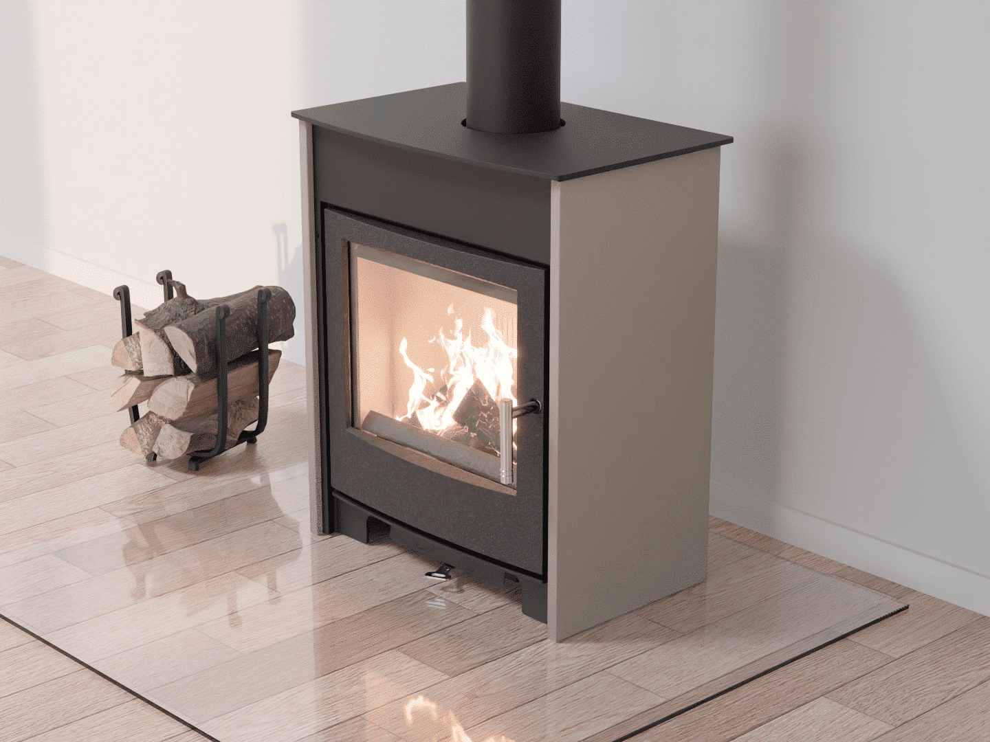 4051_Fireplace stove with heat exchanger_Oyster White