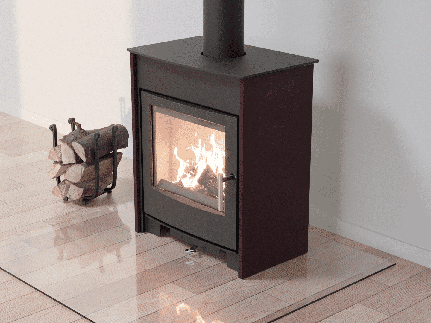 4051_Fireplace stove with heat exchanger_Purple Violet