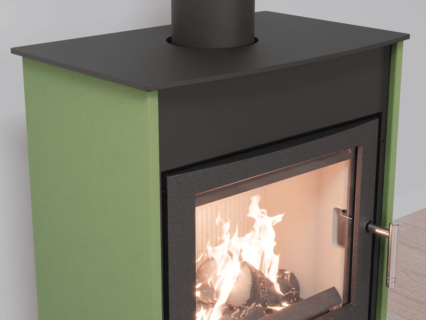 4051_Fireplace stove with heat exchanger_Reseda Green_KamnaSchejbal_Kamna Schejbal_Kamnazvyroby_detail litinové dveře