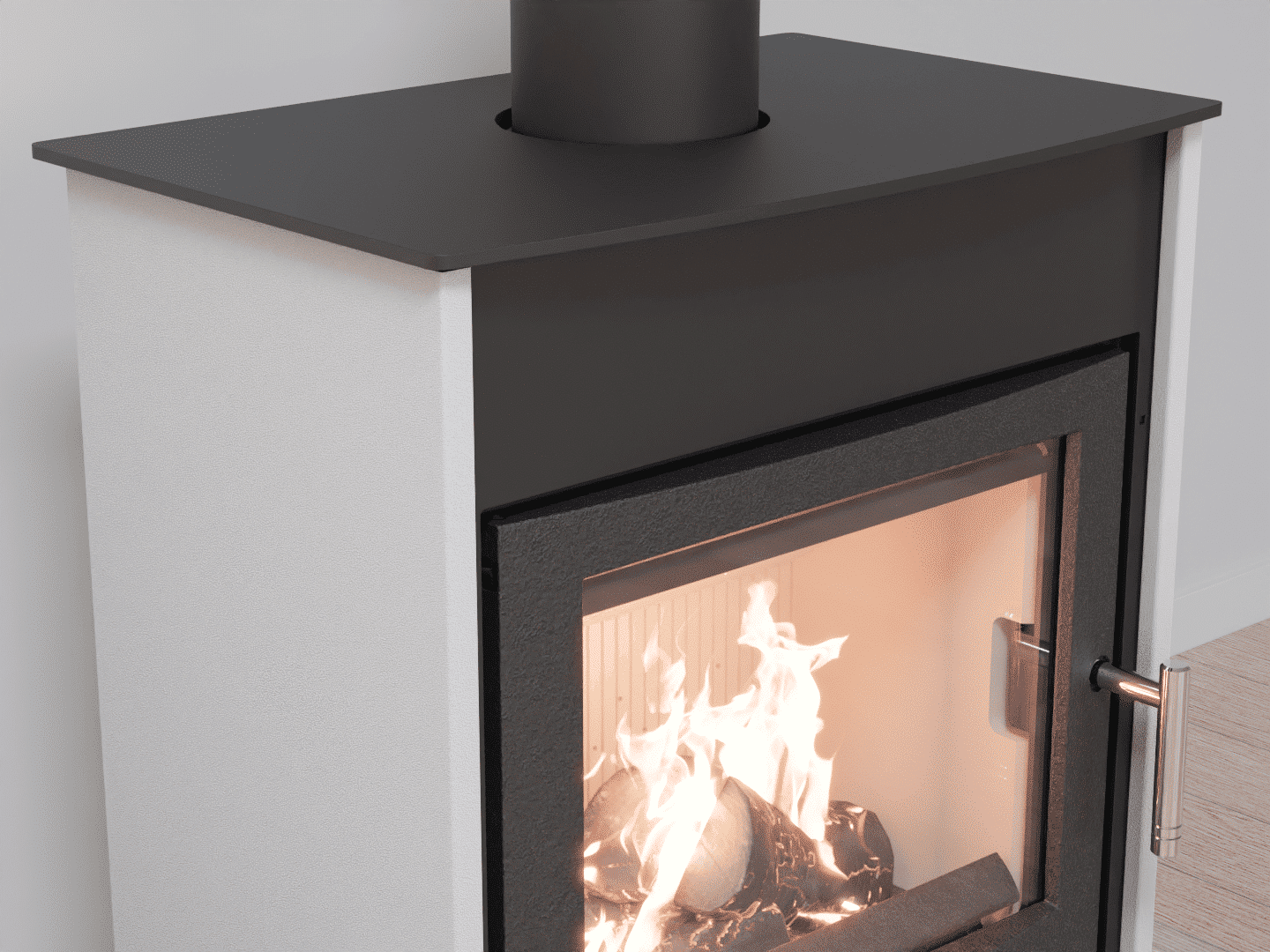 4051_Fireplace stove with heat exchanger_Signal White_KamnaSchejbal_Kamna Schejbal_Kamnazvyroby_detail litinové dveře
