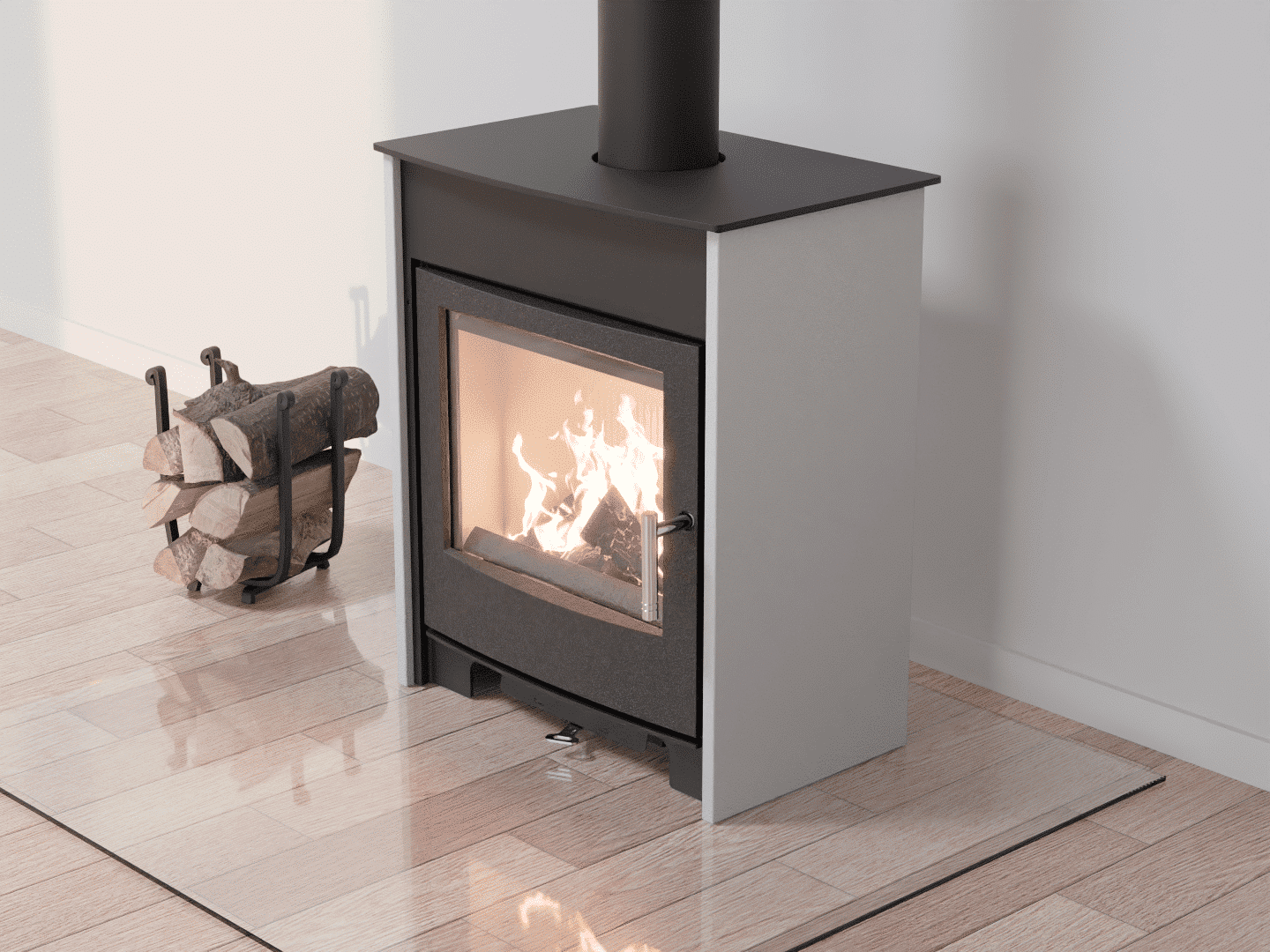 4051_Fireplace stove with heat exchanger_Signal White