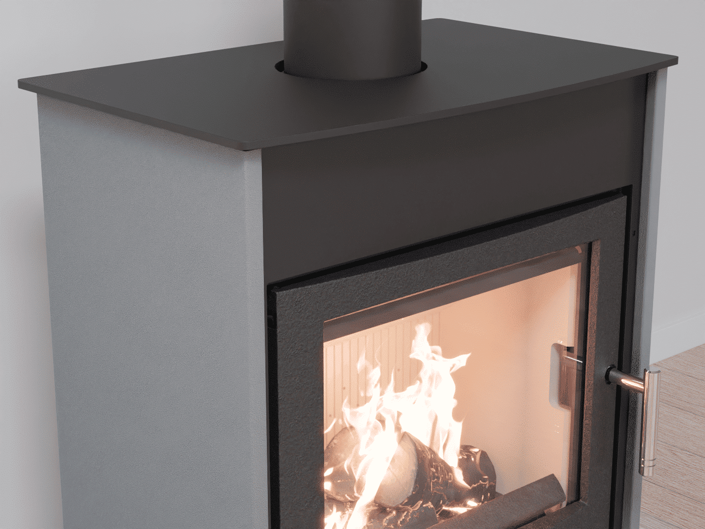 4051_Fireplace stove with heat exchanger_White Aluminium_KamnaSchejbal_Kamna Schejbal_Kamnazvyroby_detail litinové dveře