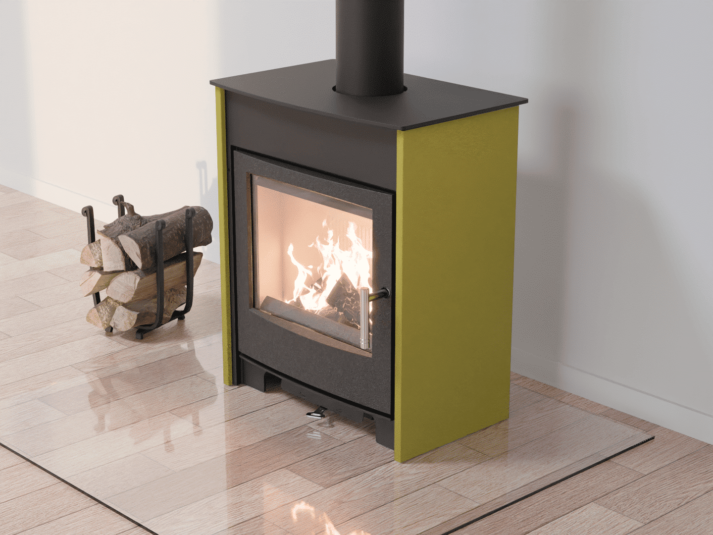 4051_Fireplace stove with heat exchanger_Zinc Yellow