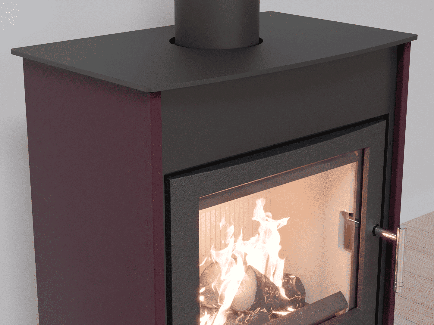 6051 Fireplace Stove with Heat Exchanger_Purple Violet_KamnaSchejbal_Kamna Schejbal_Kamnazvyroby_detail litinové dveře