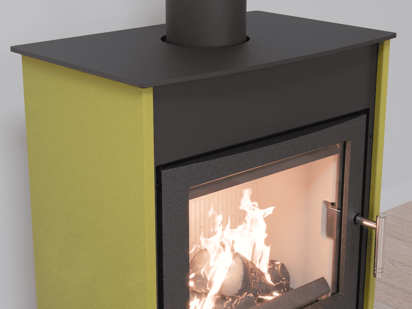 6051_Fireplace stove with heat exchanger_Zinc Yellow_KamnaSchejbal_Kamna Schejbal_Kamnazvyroby_detail litinové dveře
