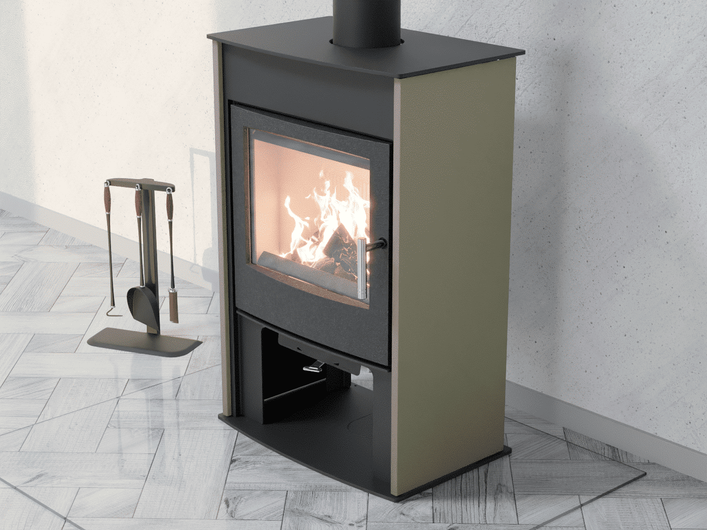 6051_Fireplace stove with heat exchanger_Cement Grey