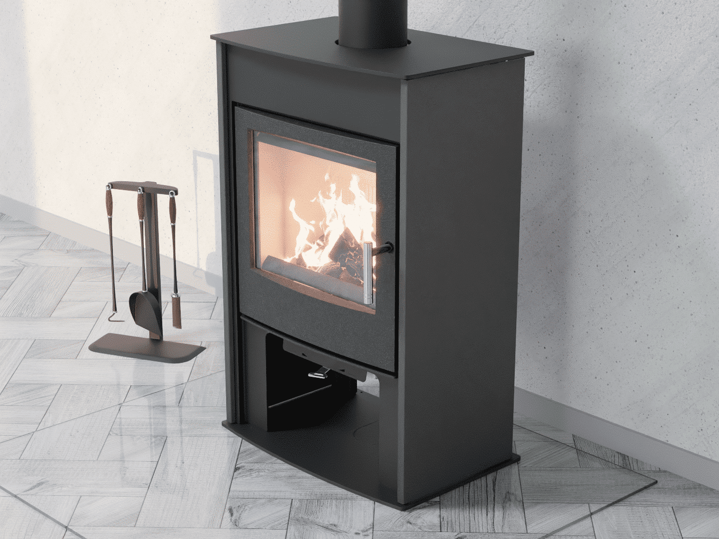 6051_Fireplace stove with heat exchanger_Grey Aluminium