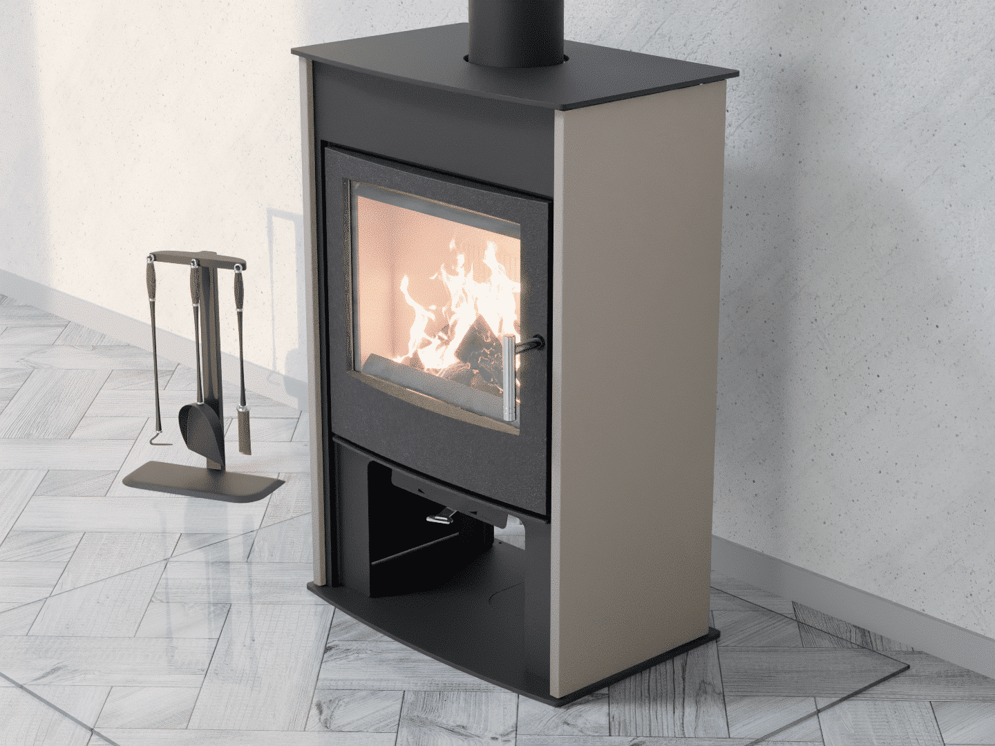 6051_Fireplace stove with heat exchanger_Oyster White