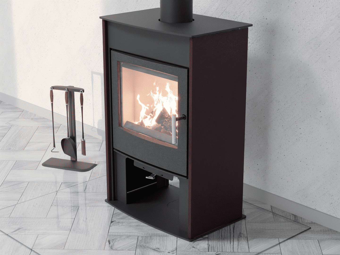6051 Fireplace Stove with Heat Exchanger in Purple Violet Color