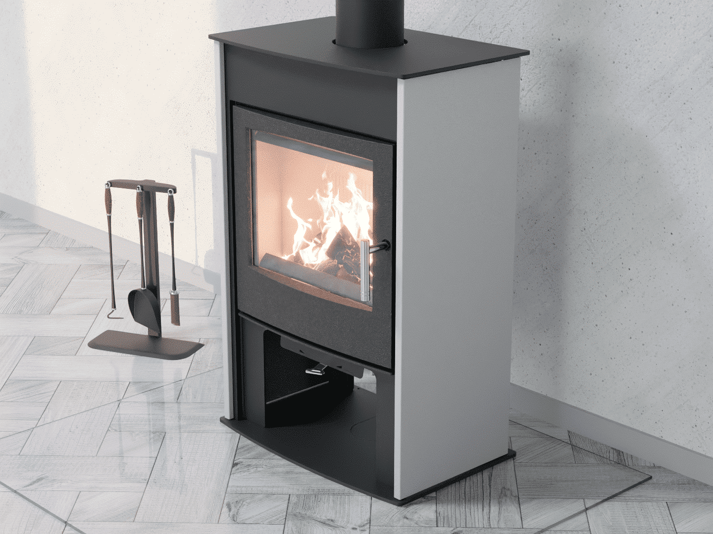 6051_Fireplace stove with heat exchanger_Signal White