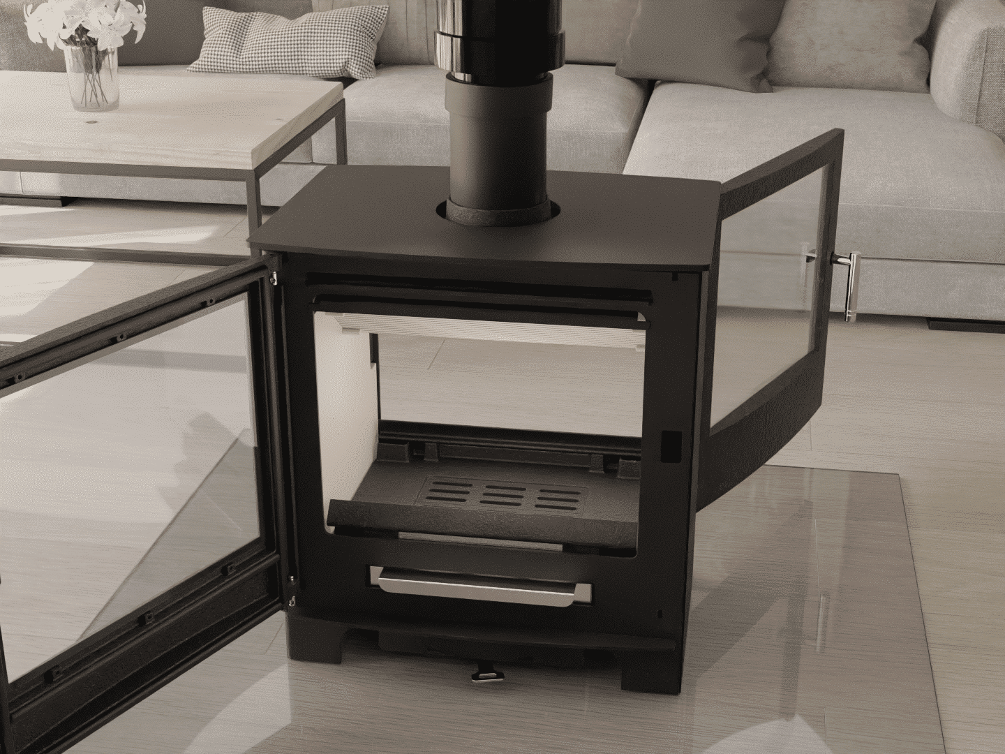 Double-sided see-through fireplace stove 45051
